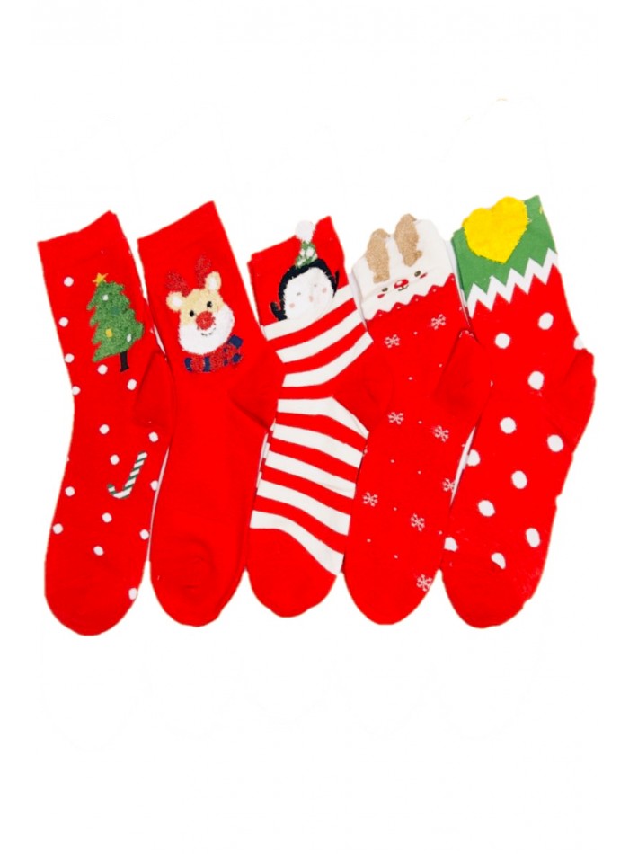 Set de 5 sosete haioase cu motive de Craciun